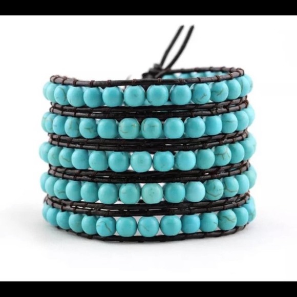 Victoria Emerson Jewelry - Victoria Emerson Turquoise Leather Wrap Bracelet